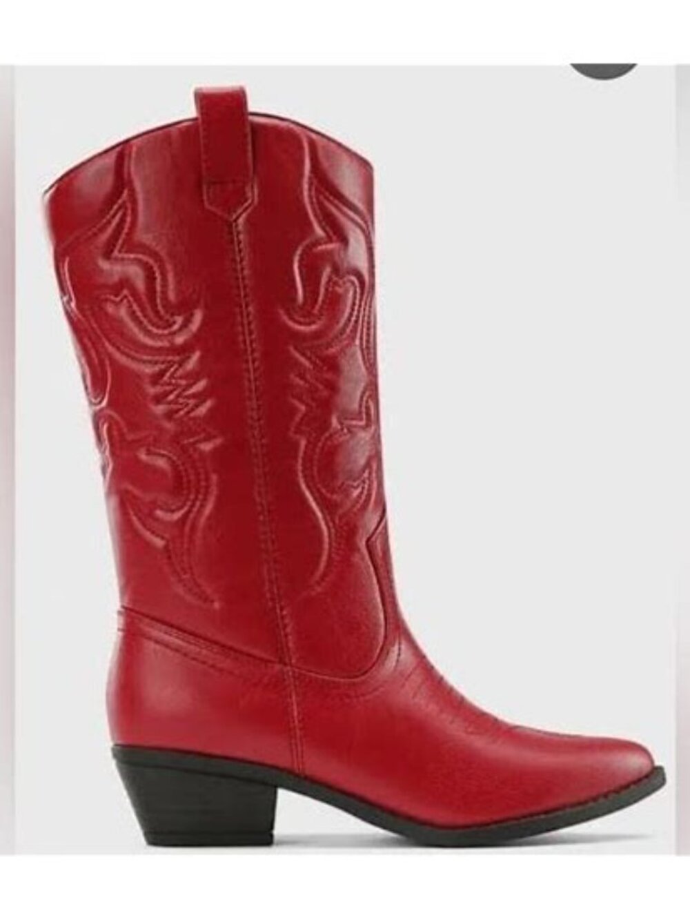 NIB!  JUSTFAB Tila Red Faux Croc Etched Western Ankle Boots Sz 9M